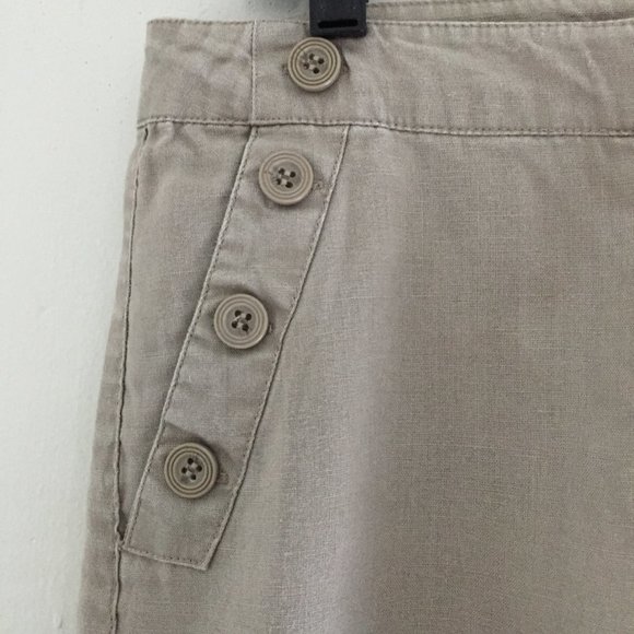 Sandro Tan 100% Linen Flared Leg High Waist Pants Size 4 - Picture 4 of 6